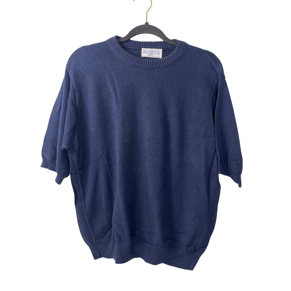 Vintage Pendleton Navy Blue Short Sleeve Sweater 1X Retro Preppy Old Money Boho